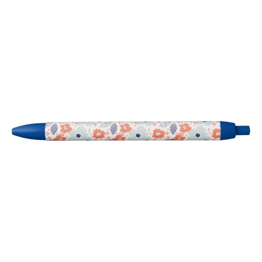 Oranje & blauw modern ventilatorpatroon zwarte inkt pen (Voorkant)