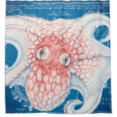 Oranje Blauw Octopus Kraken  Kaart Nautisch Douchegordijn (Voorkant)