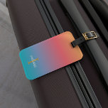 Oranje blauw Ombre modern Monogram Manuscript Bagagelabel<br><div class="desc">Oranje Blue Ombre Modern Monogram Script bagagelabel voor je reizen of als cadeau aan de anderlusten die je kent</div>