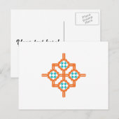Oranje blauw ornament briefkaart (Voorkant / Achterkant)