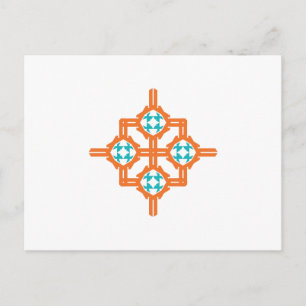 Oranje blauw ornament briefkaart