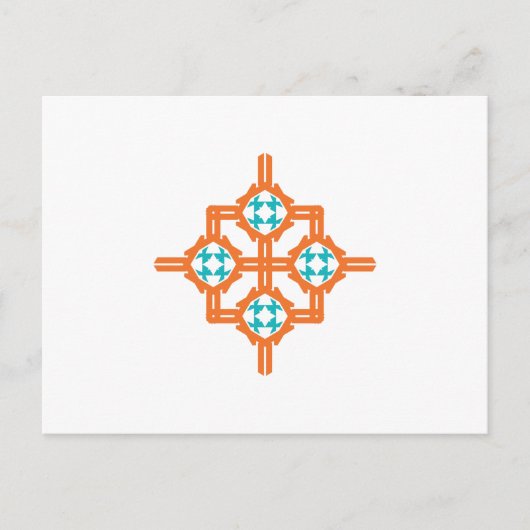 Oranje blauw ornament briefkaart (Voorkant)