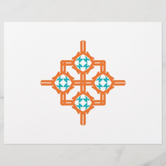 Oranje blauw ornament flyer (Voorkant)