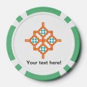 Oranje blauw ornament poker chips (Achterkant)
