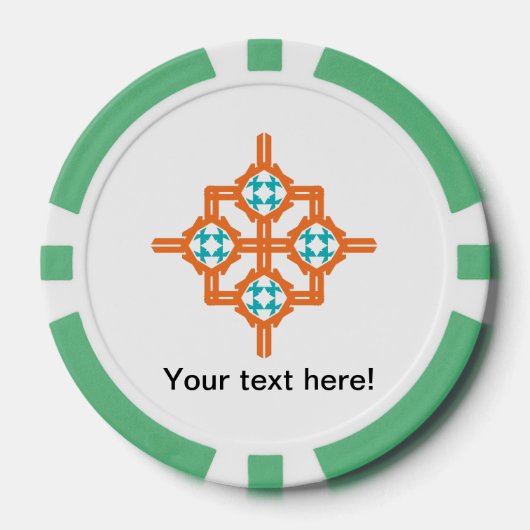 Oranje blauw ornament poker chips (Voorkant)