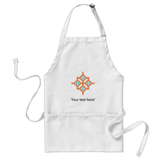 Oranje blauw ornament standaard schort (Voorkant)