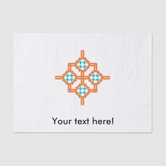 Oranje blauw ornament tissuepapier (Voorkant)