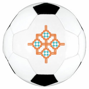 Oranje blauw ornament voetbal