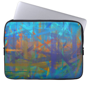 Oranje blauw Paars Abstract kunstschilder Laptop Sleeve