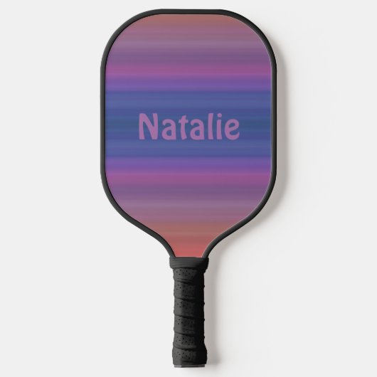 Oranje Blauw Paarse Streepjespatroon met Naam Pickleball Paddle (Voorkant)