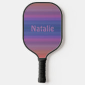Oranje Blauw Paarse Streepjespatroon met Naam Pickleball Paddle (Achterkant)