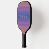 Oranje Blauw Paarse Streepjespatroon met Naam Pickleball Paddle (Links)