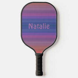 Oranje Blauw Paarse Streepjespatroon met Naam Pickleball Paddle