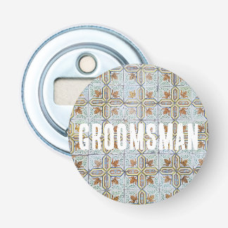  Oranje Blauw Portugese Tegel Groomsman Button Flesopener