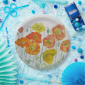 Oranje blauw Roos Vloerpatroonpapier Bord (Feest)