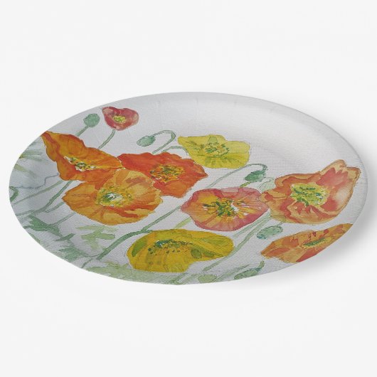 Oranje blauw Roos Vloerpatroonpapier Bord (Gekanteld)