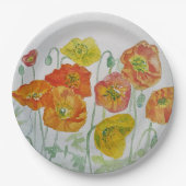 Oranje blauw Roos Vloerpatroonpapier Bord (Voorkant)