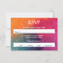 Oranje Blauw Roze Aquarel - RSVP Kaartje