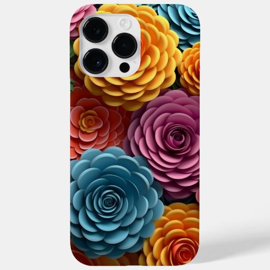 ORANJE BLAUW ROZE WIT 3-D LOOK BLOEMEN Case-Mate iPhone CASE (Achterkant)