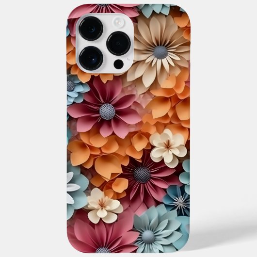 ORANJE BLAUW ROZE WIT 3-D LOOK BLOEMEN Case-Mate iPhone CASE (Achterkant)