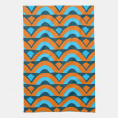 Oranje Blauw Semi Circle Diamond Geometrisch Patro Theedoek (Verticaal)