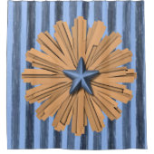 Oranje blauw-sterrengordijn douchegordijn (Voorkant)