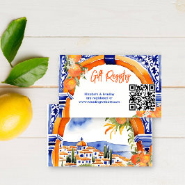 Oranje blauw Talavera tegels QR Gift Registry Informatiekaartje