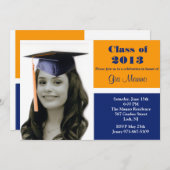 Oranje & blauw Uitnodiging van het Afstuderen van (Voorkant / Achterkant)