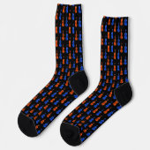 Oranje blauw vioolpatroon sokken (Links)