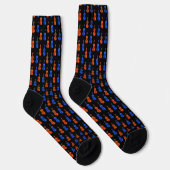 Oranje blauw vioolpatroon sokken (Rechts)