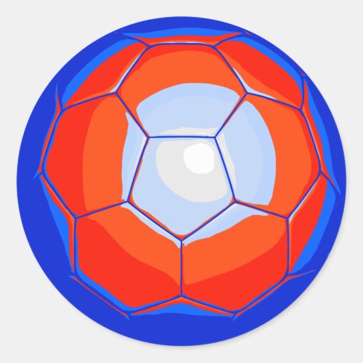 Oranje blauw Voetbal Ronde Sticker (Voorkant)