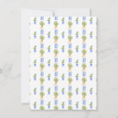 Oranje Blauw Wit Chinoiserie Luncheon Menu Kaart (Achterkant)