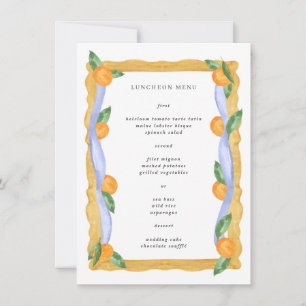 Oranje Blauw Wit Chinoiserie Luncheon Menu Kaart