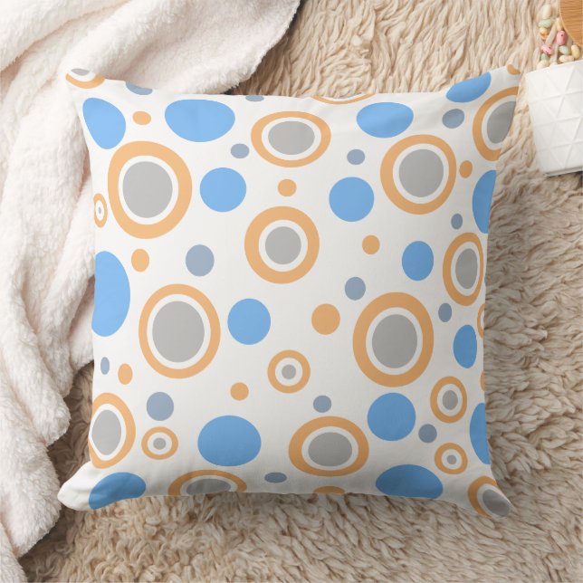 Oranje Blauw Wit Zilver Stippen Kussen (Deken)