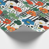 Oranje blauw-witte bloemen met zwart-wit cadeaupapier (Hoek)