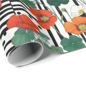 Oranje blauw-witte bloemen met zwart-wit cadeaupapier (Rol Hoek)