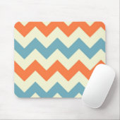 Oranje blauw zigzag-zigzagpatroon muismat (Met muis)