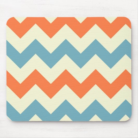 Oranje blauw zigzag-zigzagpatroon muismat (Voorkant)