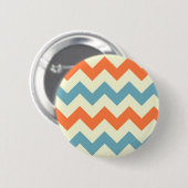 Oranje blauw zigzag-zigzagpatroon ronde button 5,7 cm (Voorkant /achterkant)