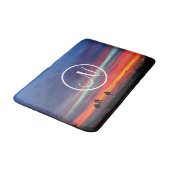 Oranje blauw zonsondergang foto aangepaste monogra badmat (Gekanteld)