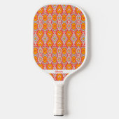 Oranje blauwboho Ikat Patroon Persoonlijke tekst Pickleball Paddle (Achterkant)