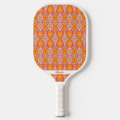 Oranje blauwboho Ikat Patroon Persoonlijke tekst Pickleball Paddle (Voorkant)