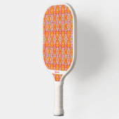 Oranje blauwboho Ikat Patroon Persoonlijke tekst Pickleball Paddle (Links)