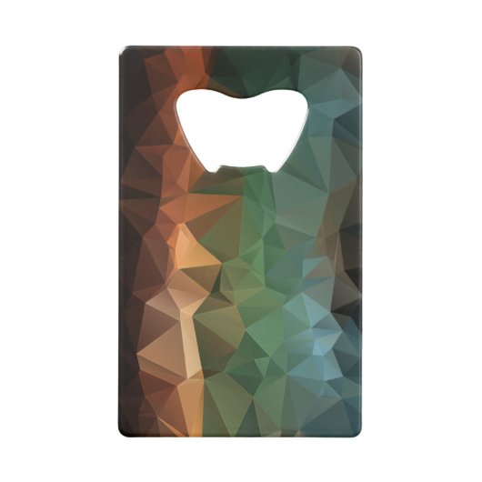 Oranje Blauwe Abstracte Pyramide Art Creditkaart Flessenopener (Voorkant)