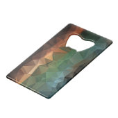 Oranje Blauwe Abstracte Pyramide Art Creditkaart Flessenopener (Voorkant Gekanteld)