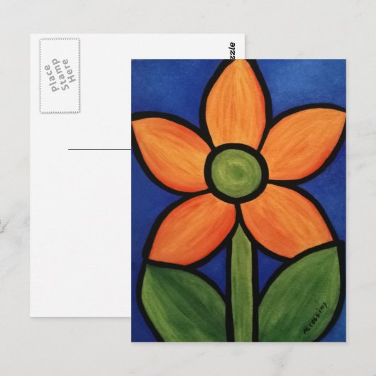 Oranje blauwe Abstracte ventilator Briefkaart (Voorkant / Achterkant)