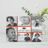 Oranje & blauwe Afstudeerder uitnodiging, steen 5  Kaart (Staand voorkant)