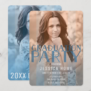 Oranje Blauwe Afstudeerfeest Afgestudeerde Foto Kaart