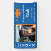 Oranje & Blauwe Afstuderen Fotoklas van 2025 Spandoek (Verticaal)