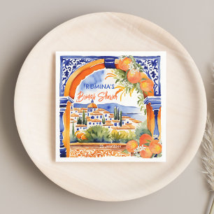 Oranje blauwe azulejo talavera tegels bruidsshower servet